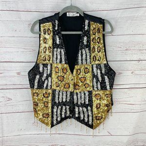 Gold and Black Sequin Vest